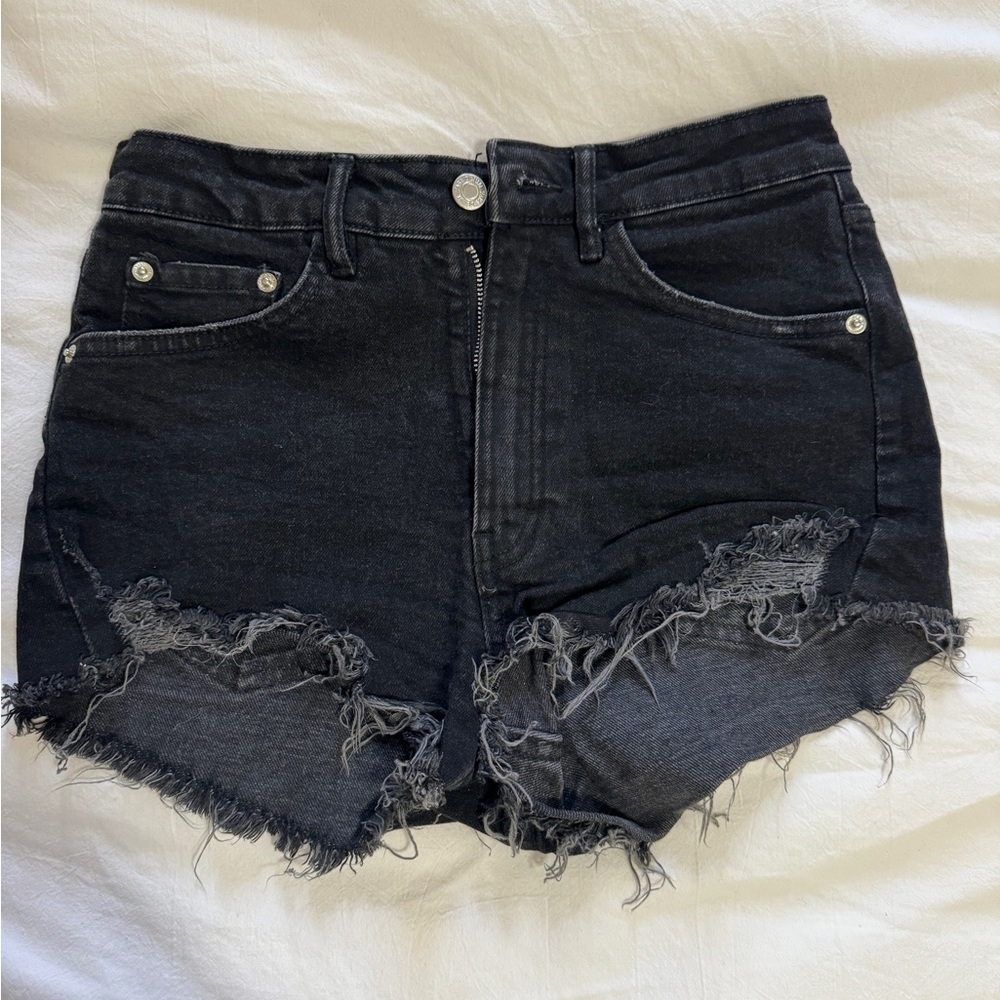High waisted distressed shorts